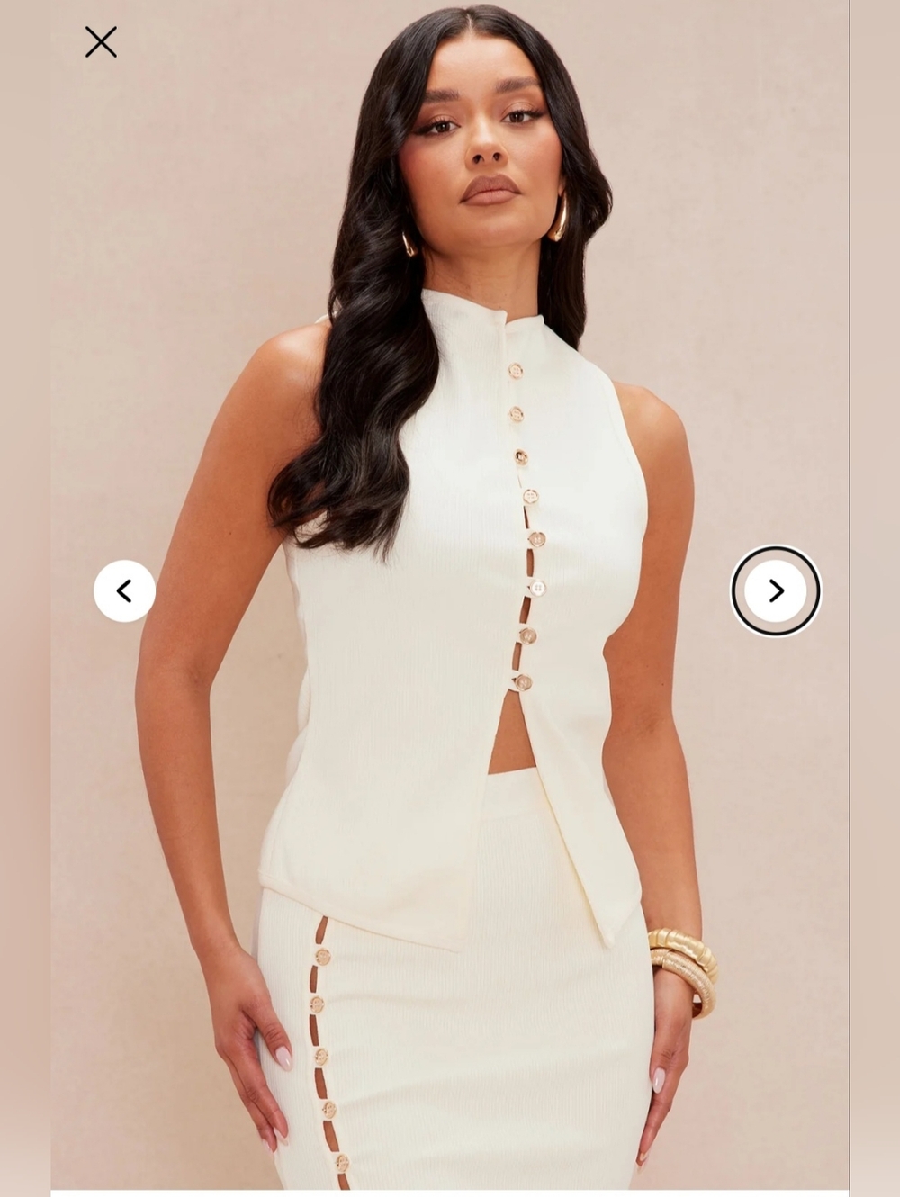 Fashion Nova Womens Luxe Sleeveless Bandage Midi Skirt Set, Cream - Picture 3 of 12